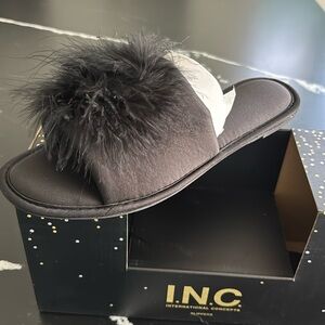 INC International Concepts Black L Slippers NIB